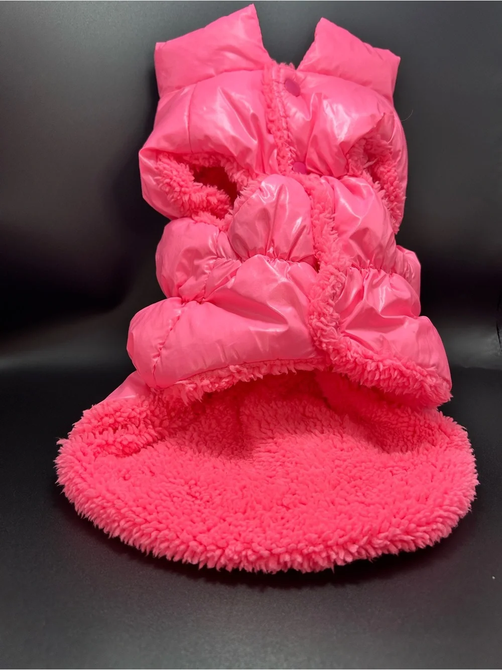 Plush Lined Pink Puffer Dog Coat